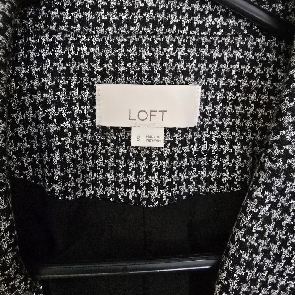 Loft Black White Houndstooth Single Button Closur… - image 2